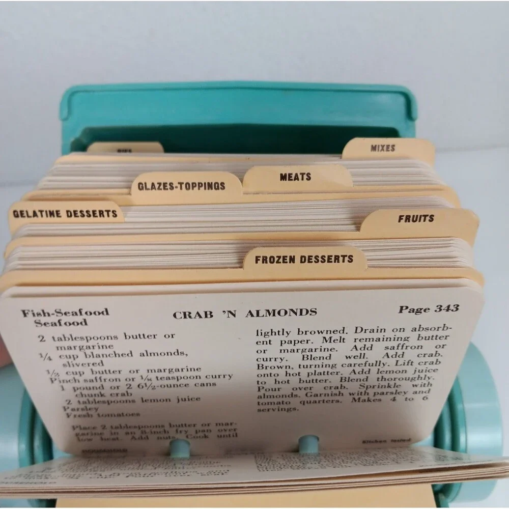 Vintage Household Hi-Speed Cookbook 1956 Rolodex Turn Style Recipe Turquois